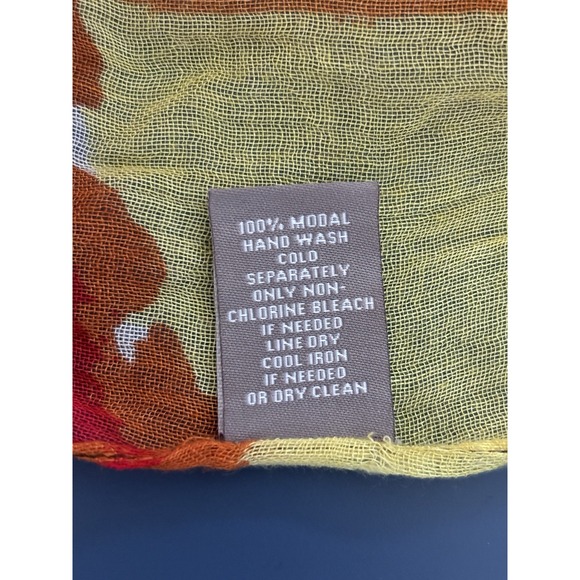 J. Jill Scarf Wrap 70x20 Brown Modal Red Yellow Boho Indie Hippie Artsy Fringe - Picture 5 of 7